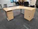 Used L Shape Office Corner Desk with Lockable 3 Drawer Pedestal