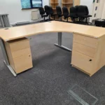 Used L Shape Office Corner Desk with Lockable 3 Drawer Pedestal
