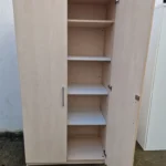 Used 2 Doors Office Storage Cupboard Lockable Wooden Cabinet Adjustable Shelves