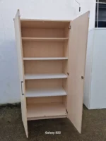 Used 2 Doors Office Storage Cupboard Lockable Wooden Cabinet Adjustable Shelves - Image 4